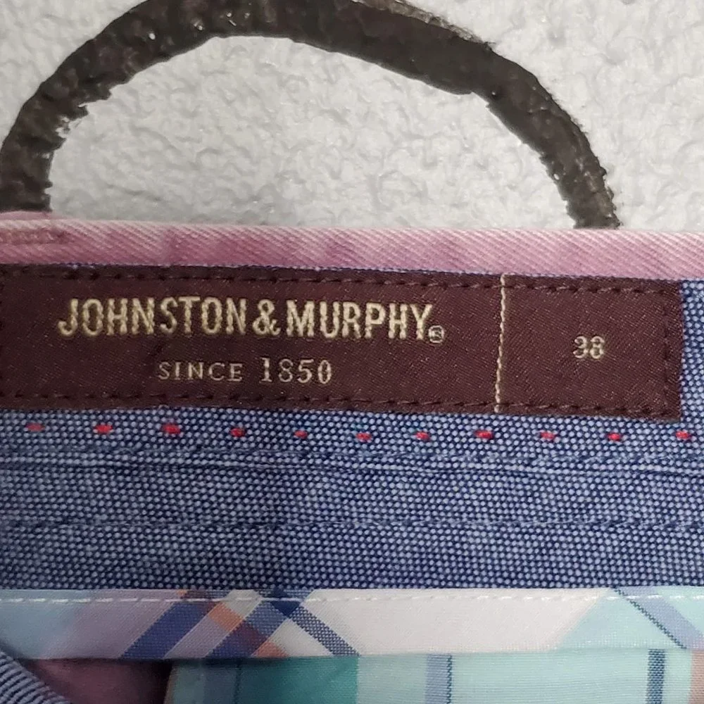 JOHNSTON & MURPHY Washed Chino Shorts, Flat Front, Rose, 38W